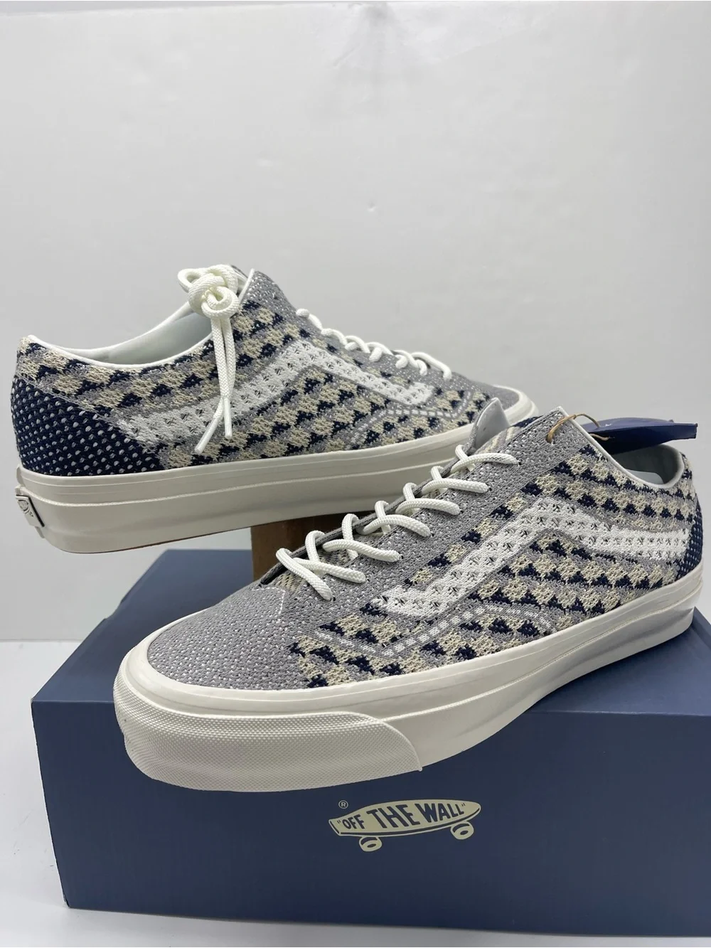 Vans LX Old Skool 36 EK Geo Check Frost Gray Knit Sneakers VN000EFK85T Men’s